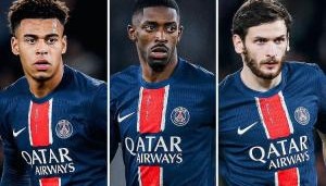 巴黎三叉戟暴涨登贝莱+克瓦拉茨赫利亚+杜埃身价均涨至9000万